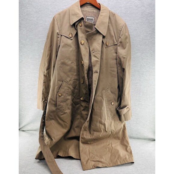 CHRISTIAN DIOR MONSIEUR - Men's Trench Coat 40R Brown Belted Wool Lined